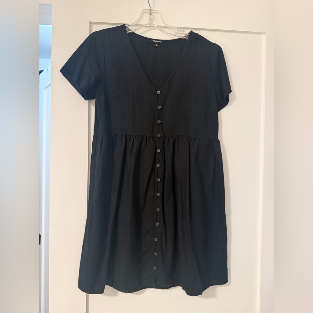 Madewell Black V-Neck Midi Dress